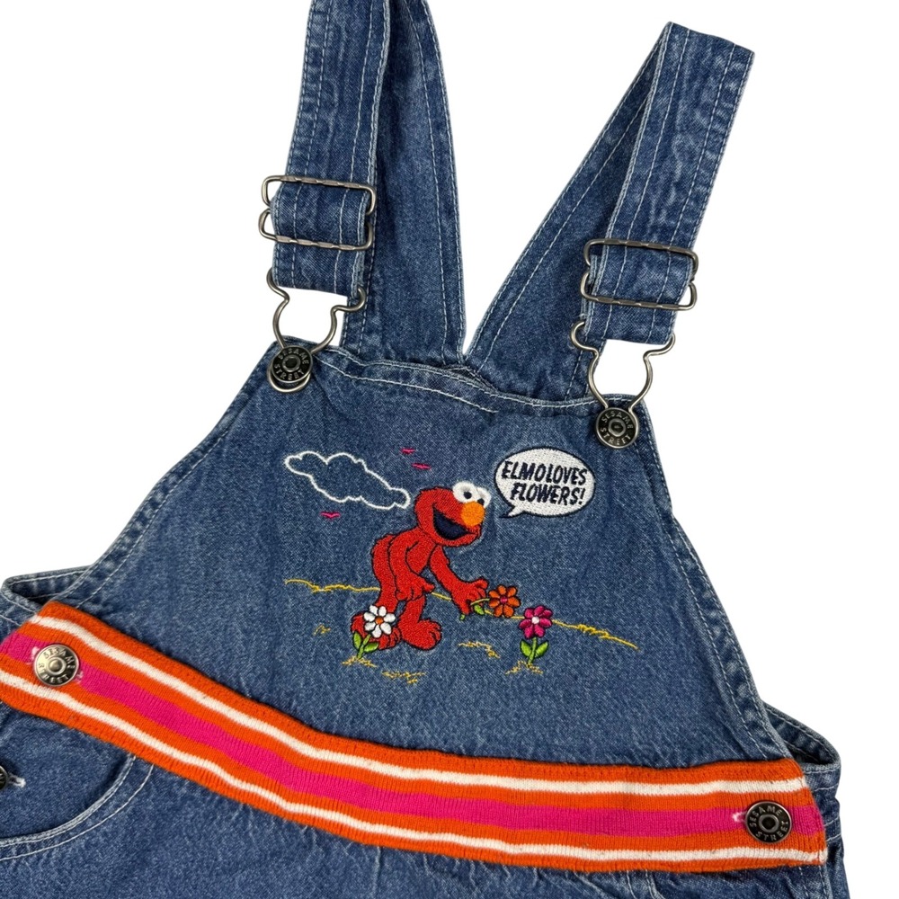 Vintage Sesame Street Elmo Denim Overall Dress Pinafore Blue 4T 2002‎ Muppets